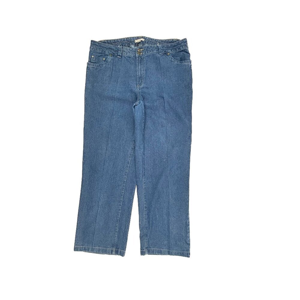 Woman Within Straight Leg Women's size 18W Medium Wash Blue Denim Jeans